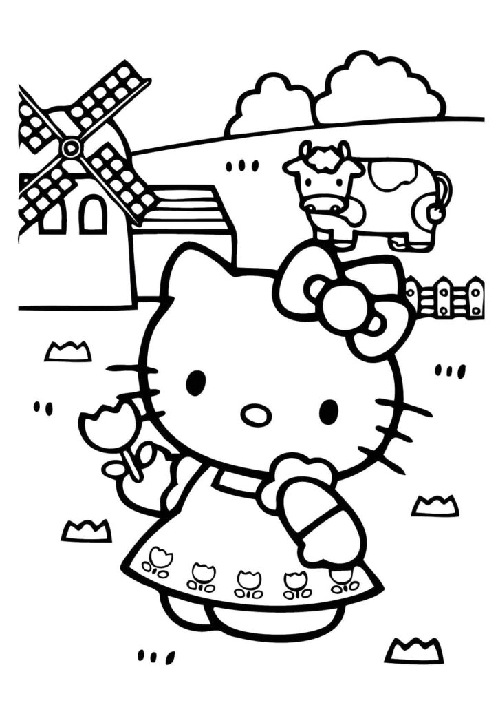 Dibujo de Dibujo De Hello Kitty En El Jardín Para Imprimir para colorear e imprimir Dibujo de Dibujo De Hello Kitty En El Jardín Para Imprimir para colorear
