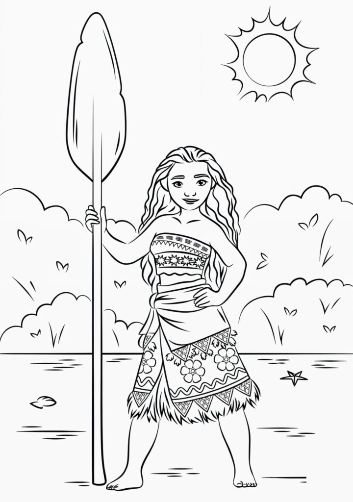 Dibujo de Dibujo De Vaiana Con Un Remo Para Colorear E Imprimir para colorear e imprimir Dibujo de Dibujo De Vaiana Con Un Remo Para Colorear E Imprimir para colorear