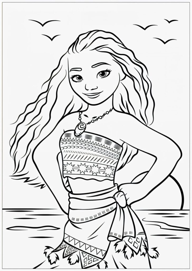 Dibujo de Dibujo De Vaiana En La Playa Para Colorear E Imprimir para colorear e imprimir Dibujo de Dibujo De Vaiana En La Playa Para Colorear E Imprimir para colorear