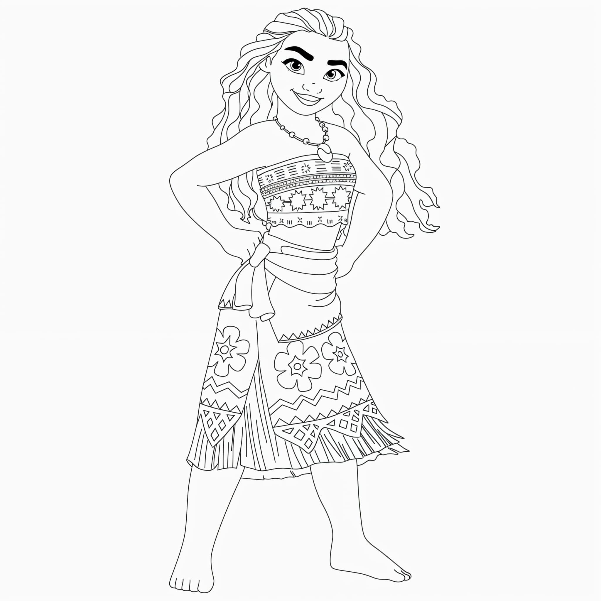 Dibujo para colorear de Dibujo De Vaiana Feliz Para Colorear
