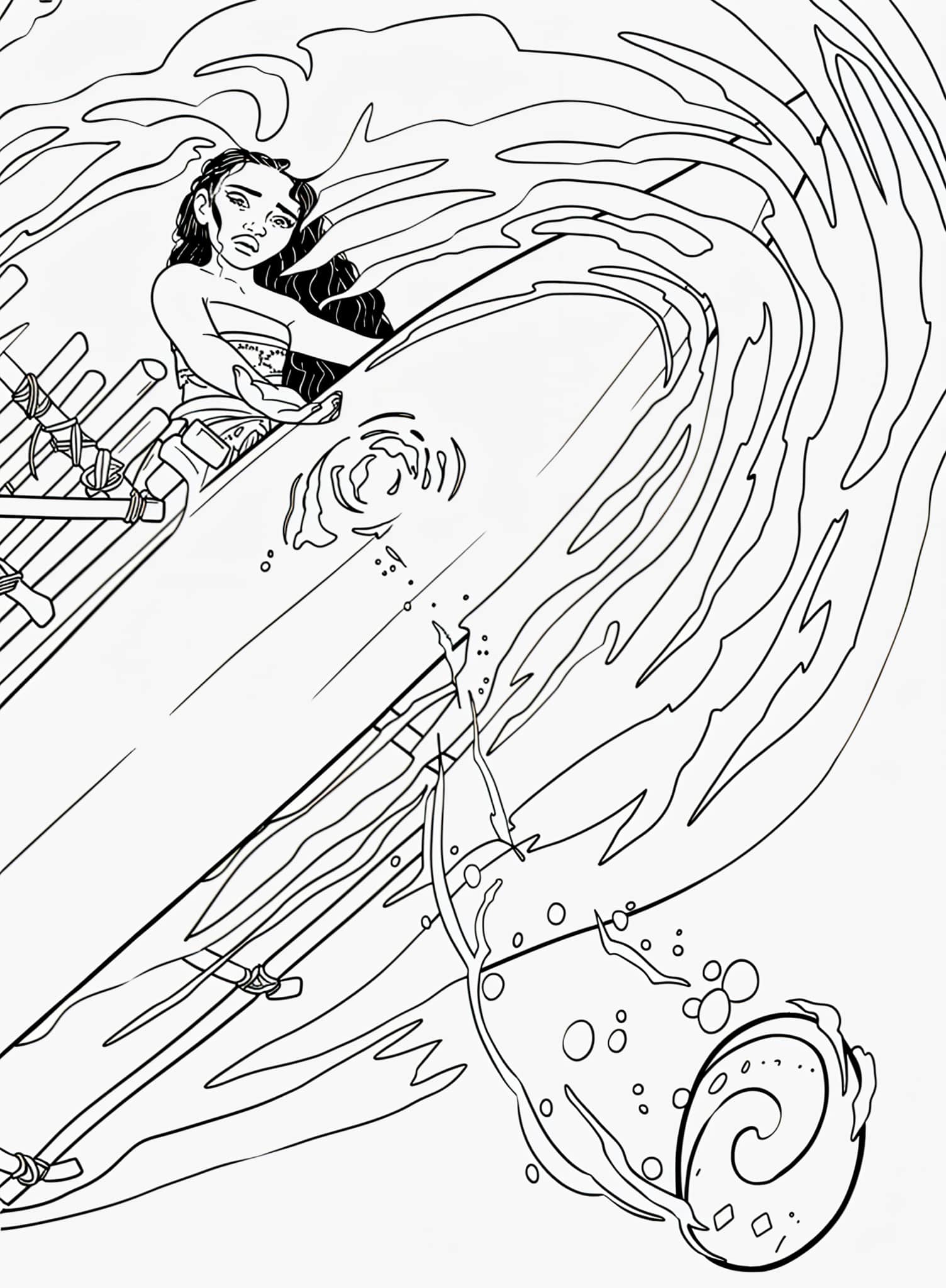 Dibujo para colorear de Dibujo De Vaiana Navegando Para Colorear