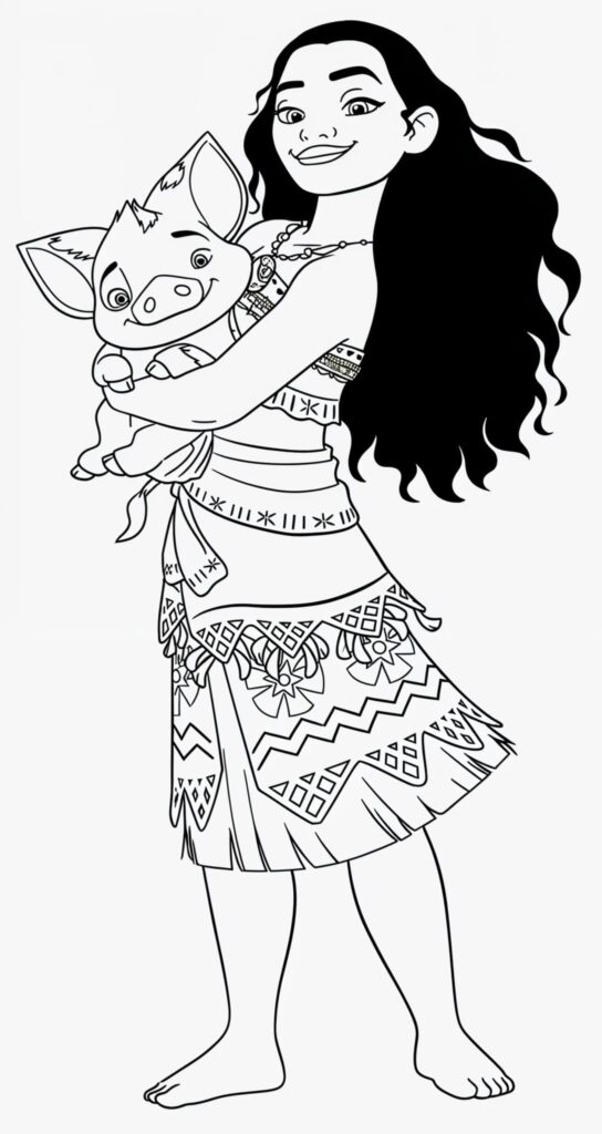 Dibujo de Dibujo De Vaiana Y Pua Para Colorear para colorear e imprimir Dibujo de Dibujo De Vaiana Y Pua Para Colorear para colorear