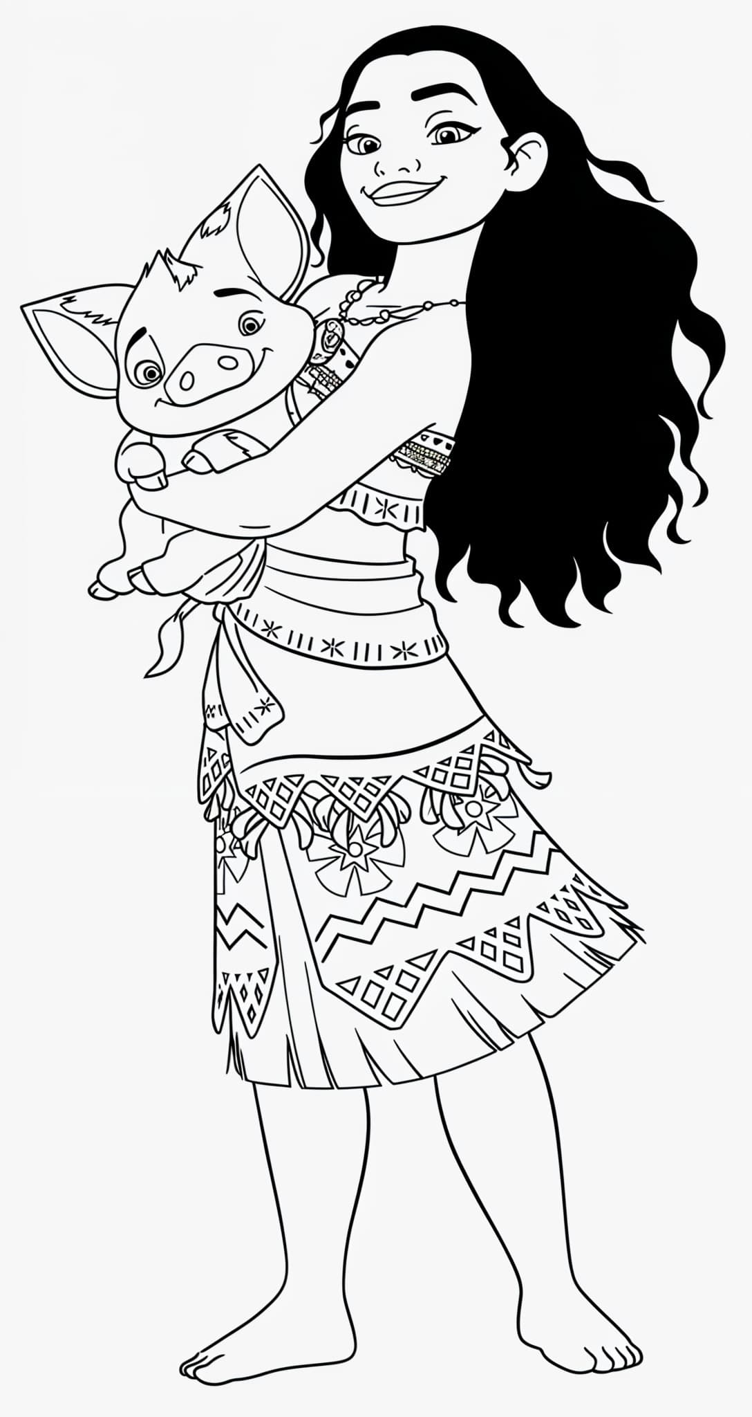 Dibujo para colorear de Dibujo De Vaiana Y Pua Para Colorear