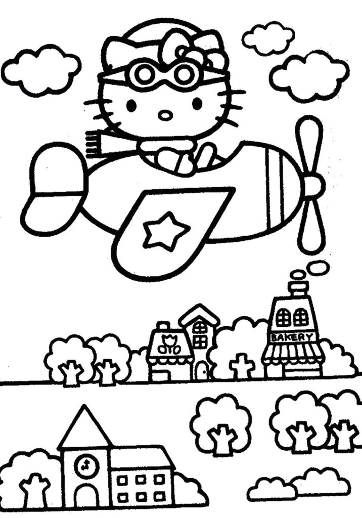 Dibujo de Imagen De Hello Kitty En Un Avion Para Imprimir para colorear e imprimir Dibujo de Imagen De Hello Kitty En Un Avion Para Imprimir para colorear
