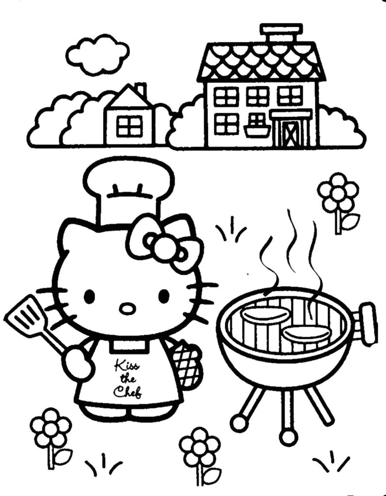 Dibujo de Imagen De Hello Kitty Cocinando Para Colorear para colorear e imprimir Dibujo de Imagen De Hello Kitty Cocinando Para Colorear para colorear