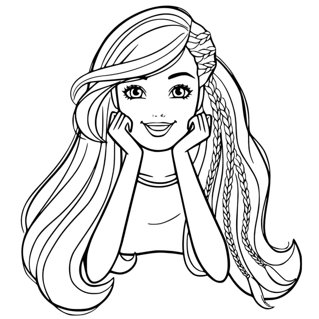 Dibujo de Dibujo De Barbie Con Trenzas Para Colorear para colorear