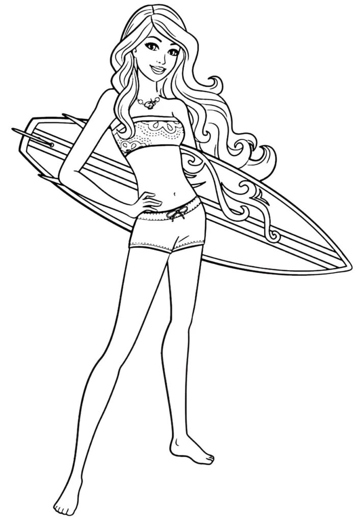 Dibujo de Dibujo De Barbie Surfista Para Colorear para colorear
