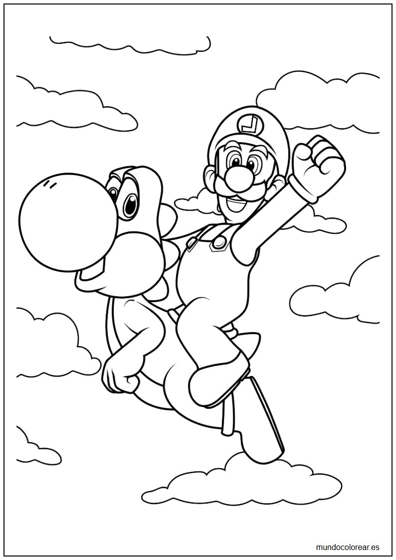 dibujo de Luigi y Yoshi para colorear