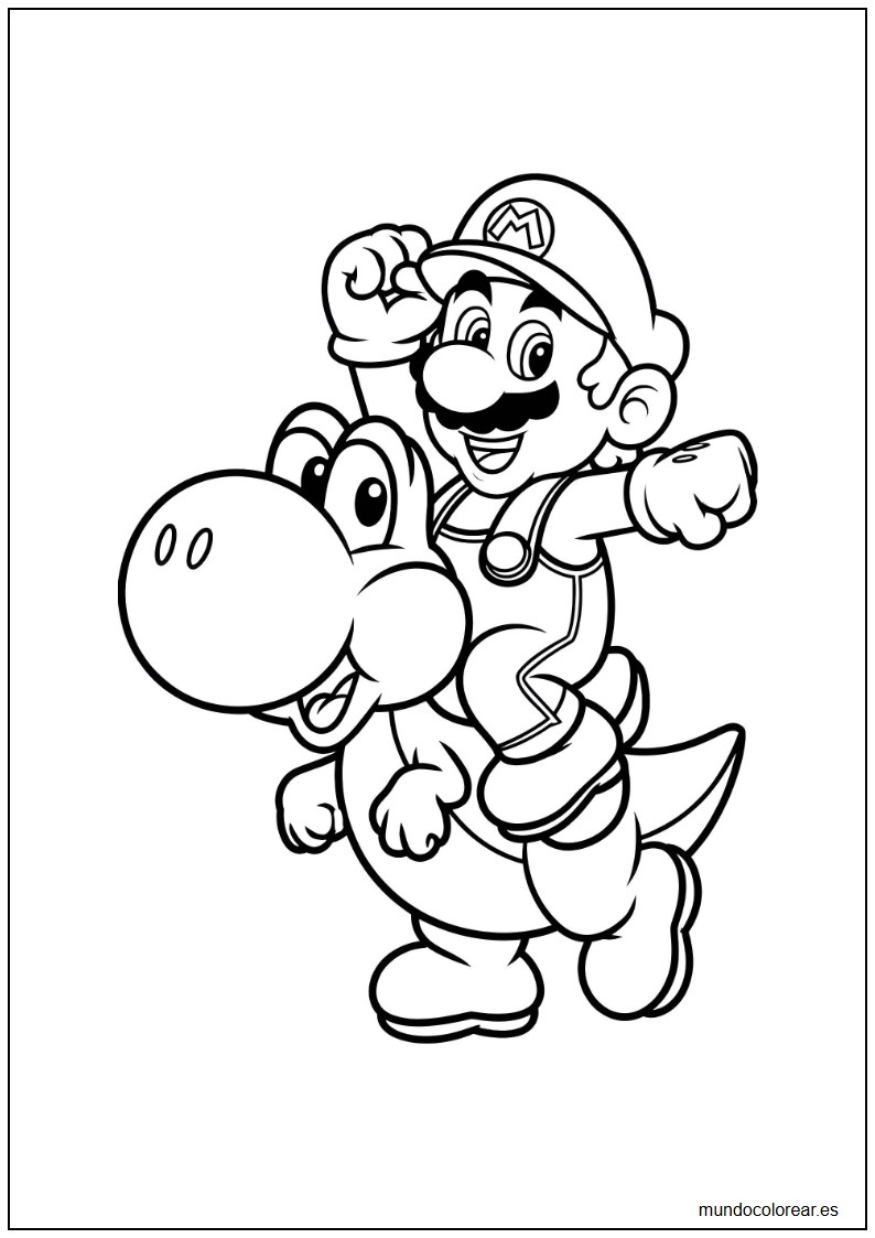 dibujo de Mario y Yoshi para colorear