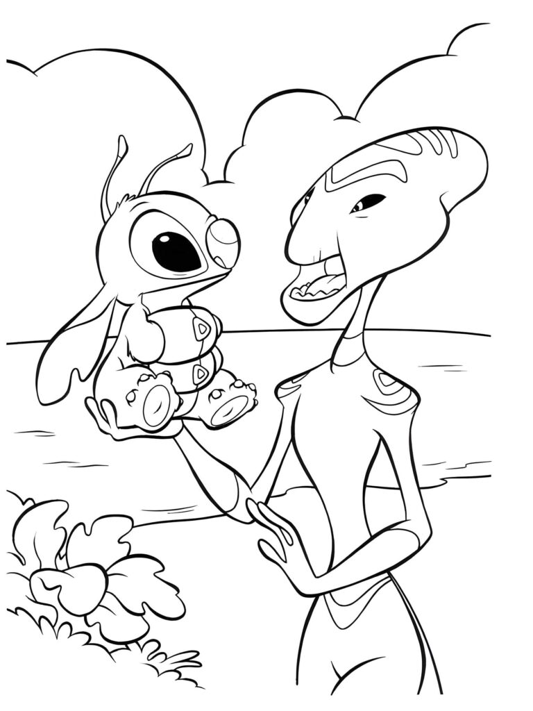Dibujo de Dibujo De ángel De Lilo Y Stitch Y Personaje Alienígena Para Colorear para colorear e imprimir Dibujo de Dibujo De ángel De Lilo Y Stitch Y Personaje Alienígena Para Colorear para colorear