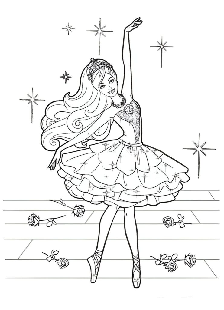 Dibujo de Dibujo De Barbie En El Lago De Los Cisnes Para Colorear para colorear