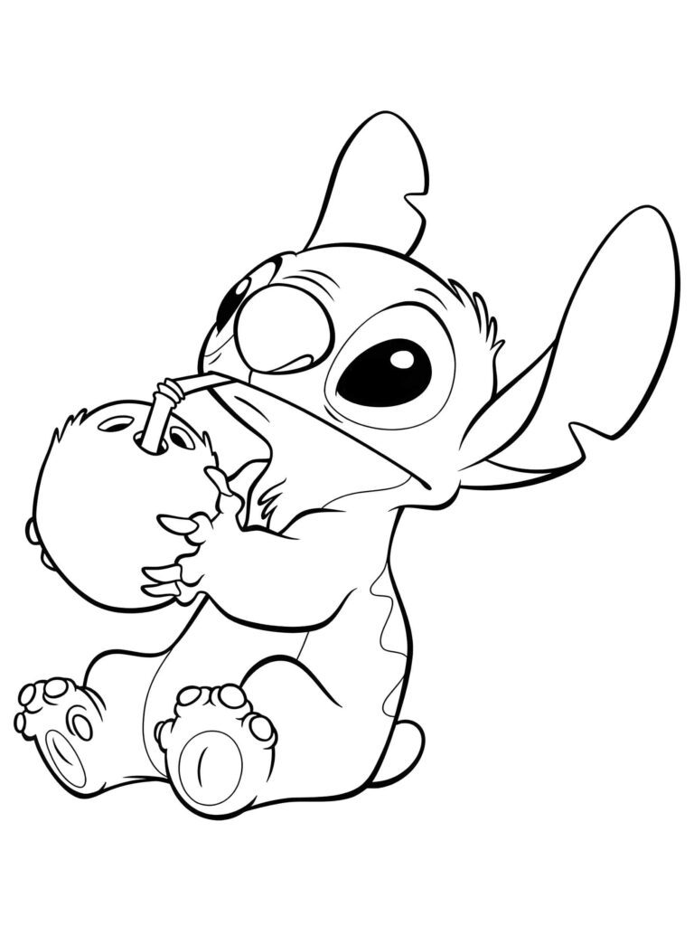 Dibujo de Imagen De Stitch Bebiendo Agua De Coco Para Imprimir para colorear e imprimir Dibujo de Imagen De Stitch Bebiendo Agua De Coco Para Imprimir para colorear